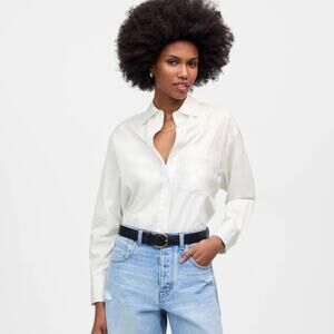 NWT Madewell Poplin Oversized Button Up Eyelet White Size L